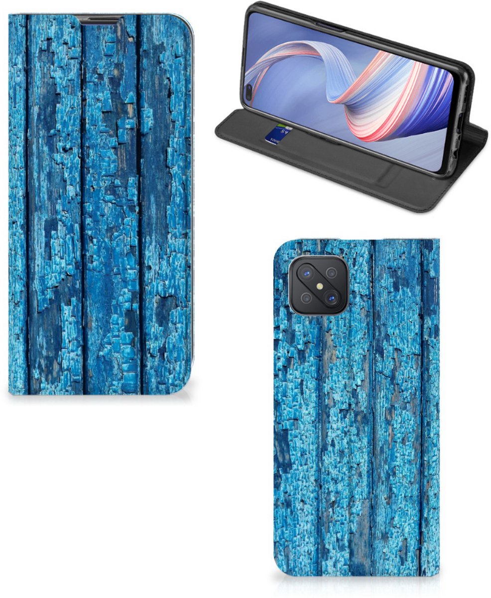 OPPO Reno4 Z 5G Book Wallet Case Wood Blue
