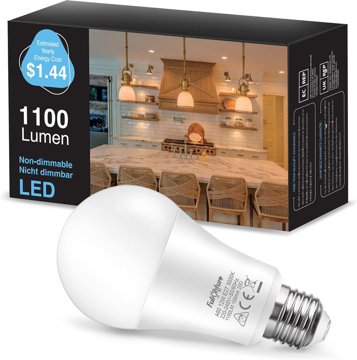 E27 LED Lamp Warm Wit Dimbare 100W Vervanger Energiebesparend 4 Stuks