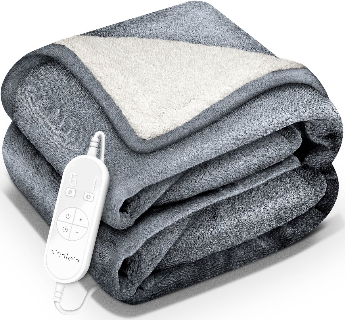 sinnlein® Elektrische Deken 160x120cm met Automatische Uitschakeling | Elektrische Warmtedeken met 9 Temperatuurniveaus | Wasbare Knuffeldeken voor Bed, Bank | met Timer en Digitaal Display