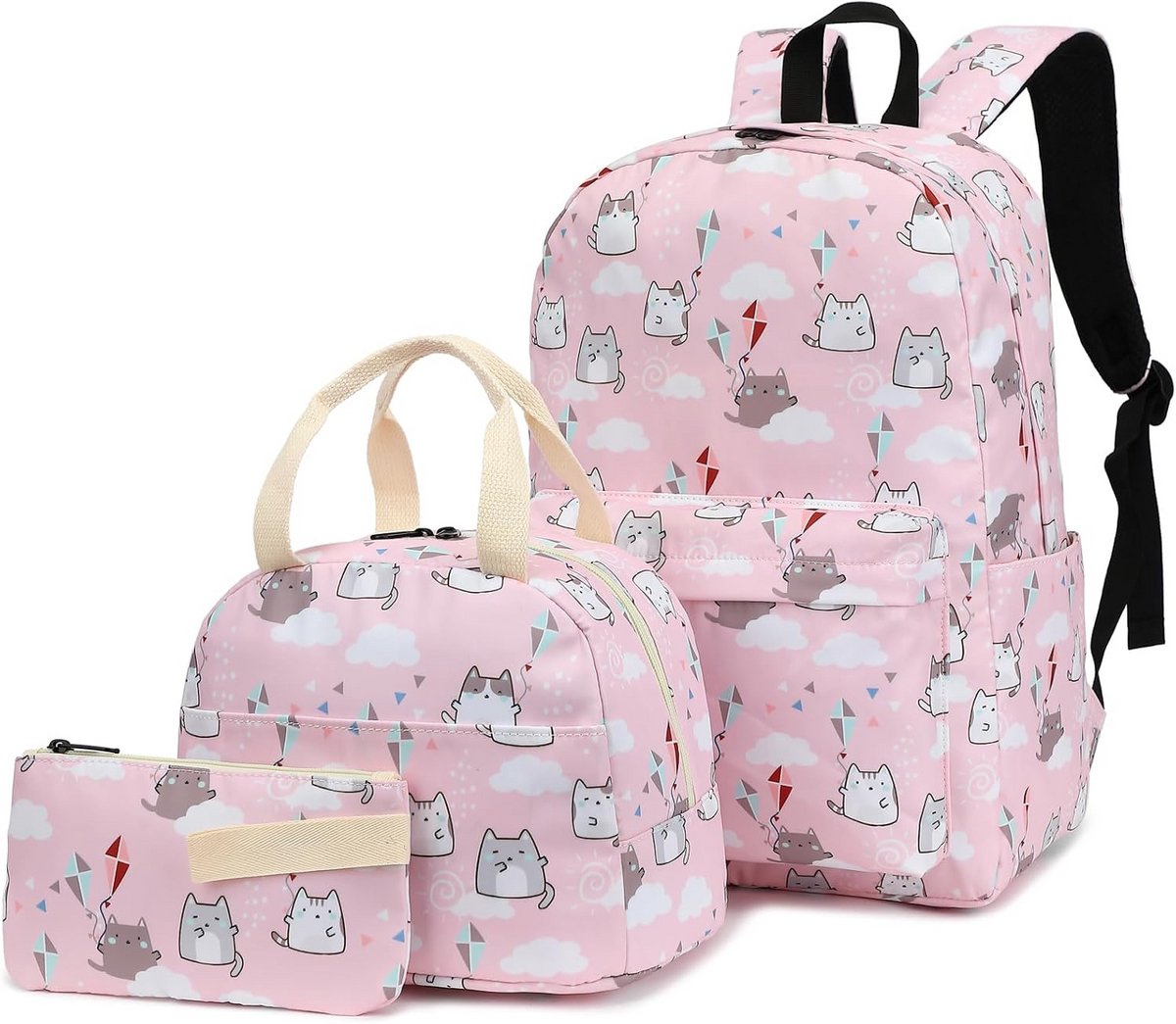 3-in-1 Schooltas Set Meisjes - Rugzak, Lunchtas en Etui voor Kinderen en Tieners
