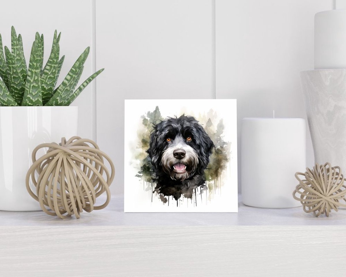 Tegel 15x15 cm met Portugese Waterhond cadeau decoratie | tegeltjes met tekst | tegeltjes met spreuken | collega | oma | opa | pensioen | mama | papa | vriend