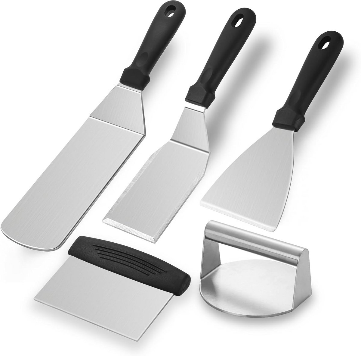Professionele Metalen Spatel Set voor Bakplaat en Grill - Heavy Duty Roestvrij Staal