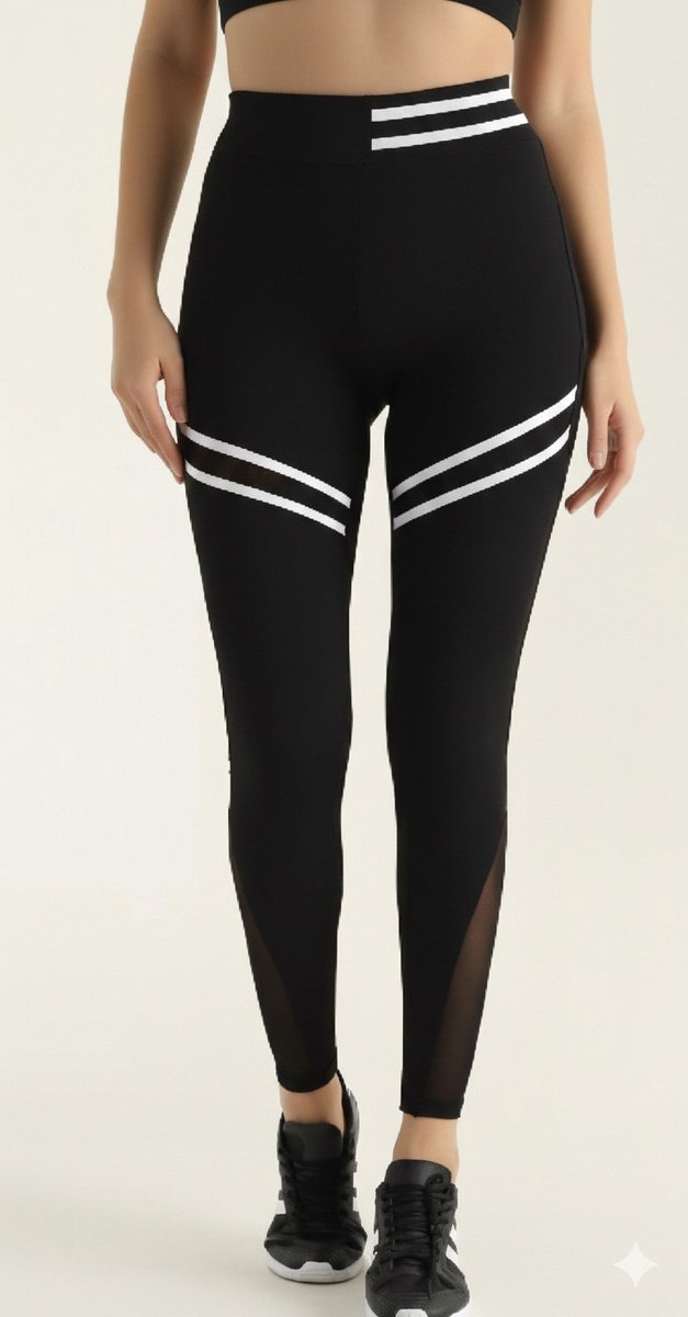 DONEX® Dames sportlegging - Sportkleding dames - yoga legging dames - Hardloopbroek dames - Luna - Zwart Maat XL