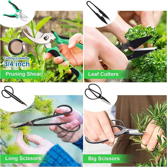 Bonsaigereedschapset - Deze 24-delige bonsaigereedschapset, geschikt voor beginners, bevat onder andere snoeischaar en andere scharen en is een essentieel hulpmiddel voor beginners in het snoeien en onderhouden van bonsai. van Merkloos	 — afbeelding 4