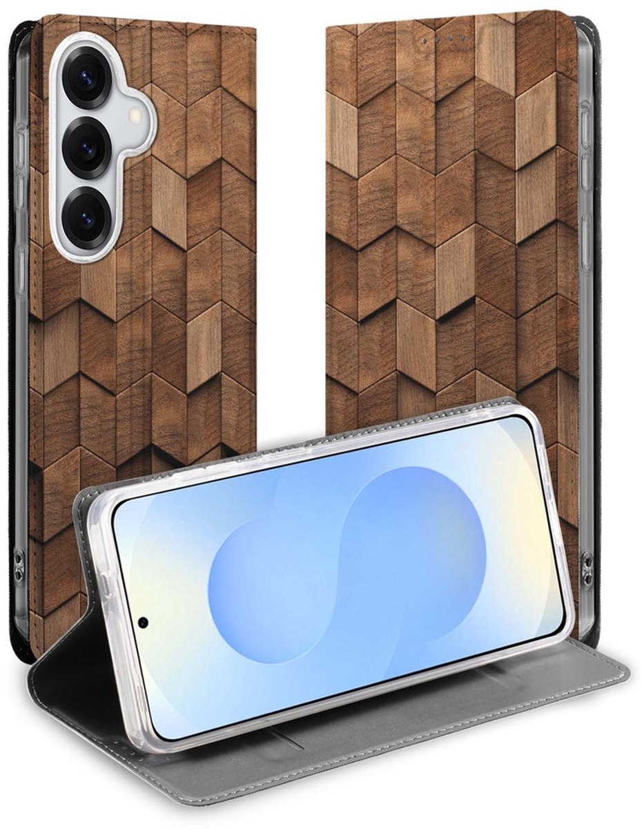 Samsung Galaxy S26 Plus Book Case Wooden Cubes