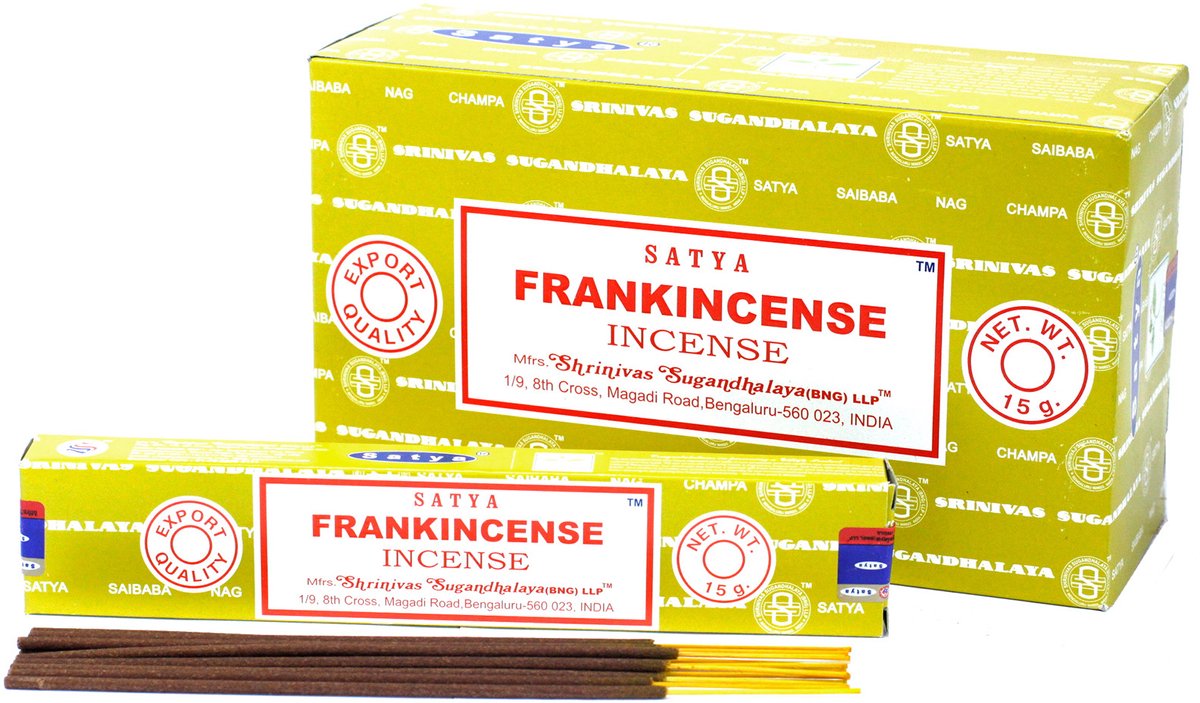 Ancient Wisdom Satya - frankincense - wierook - wierookstokjes - doos 12 pakjes van 15 gram