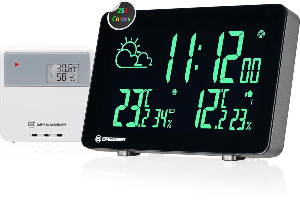 Draadloos weerstation met 256 kleuren display en weersvoorspelling