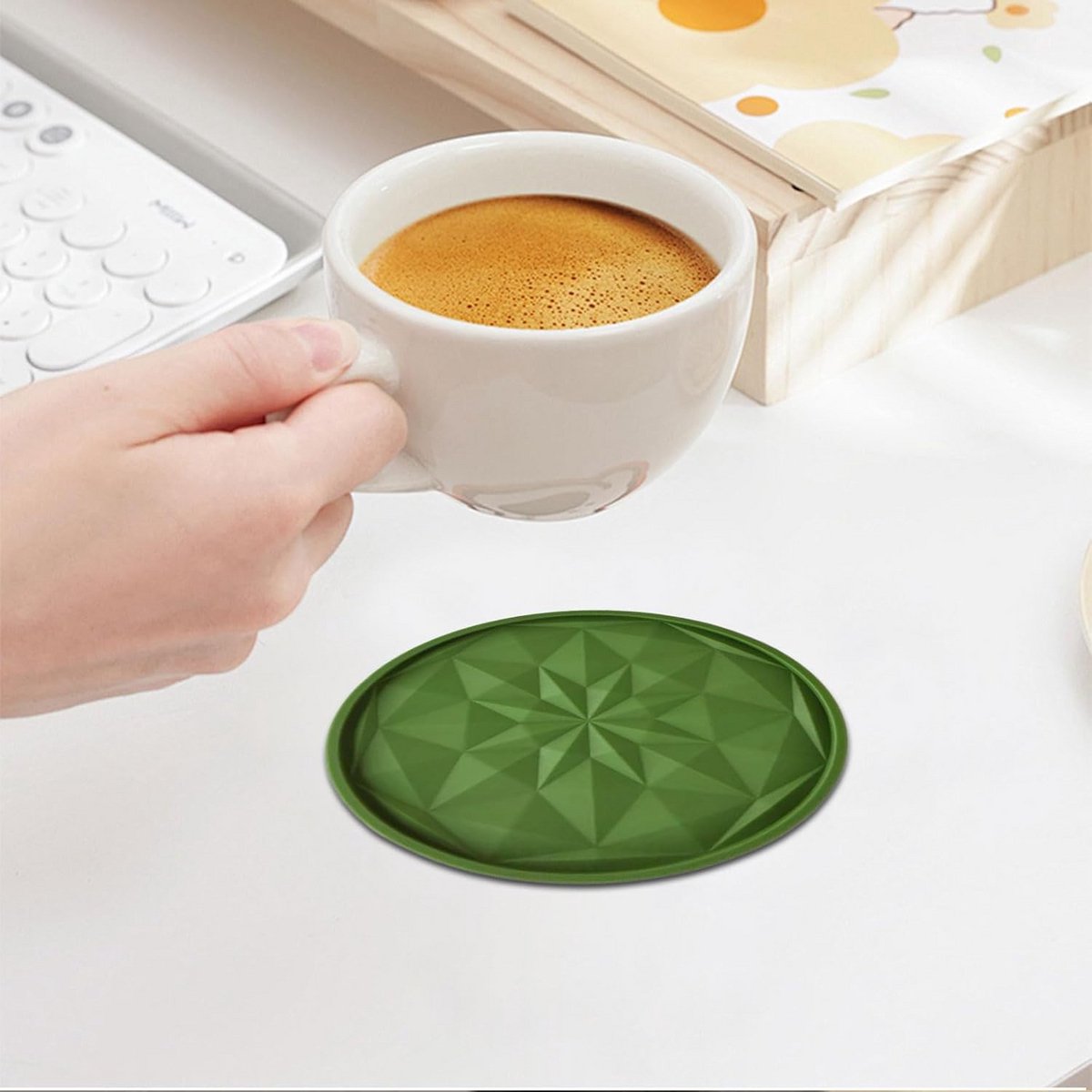 Set van 6 Siliconen Onderzetters voor Glazen 10 cm Diameter Hittebestendig Antislip