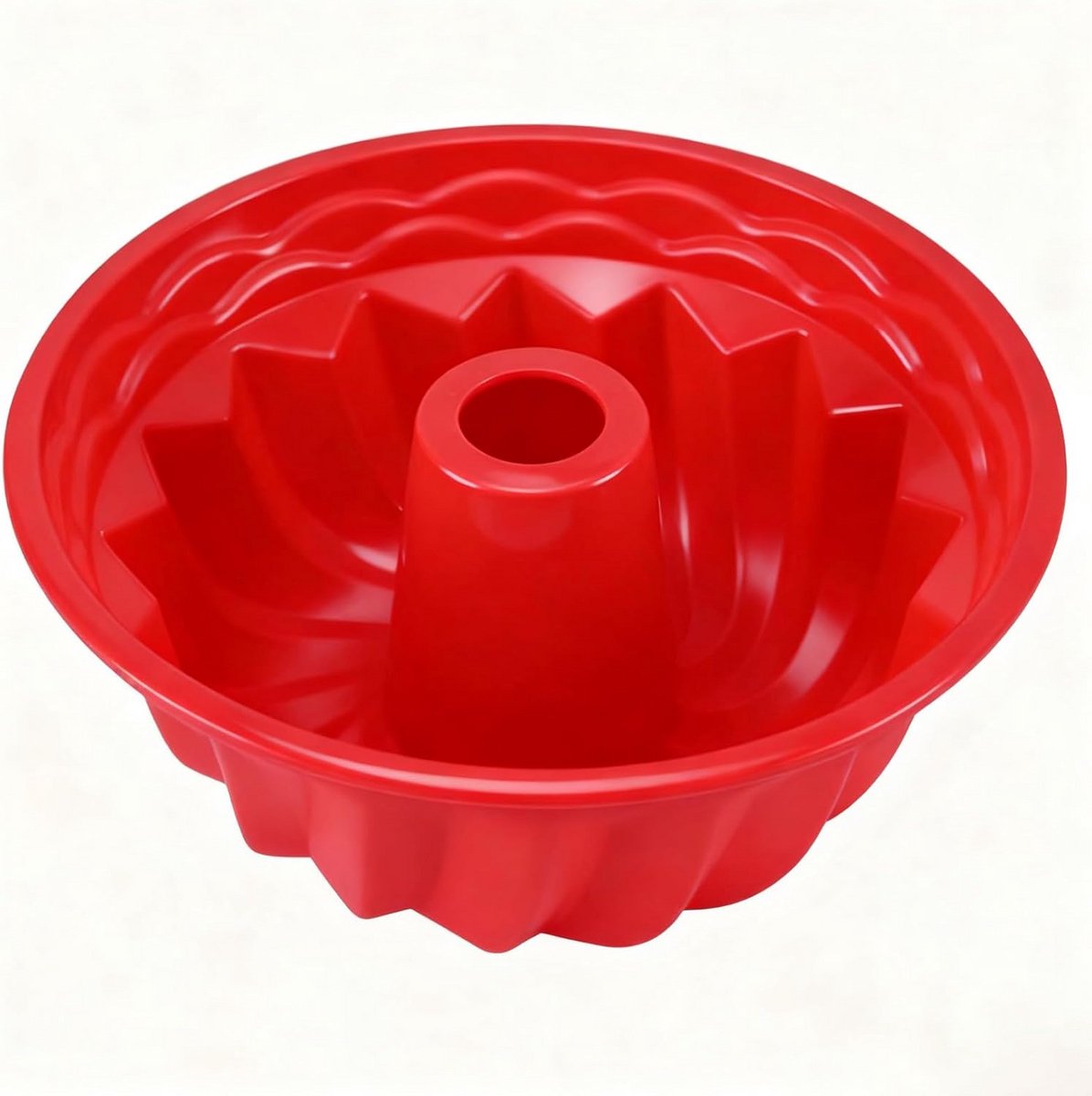 Flexibele Siliconen Gugelhupf Bakvorm - Geschikt voor Cake, Taart en Brood - 23 cm Rood