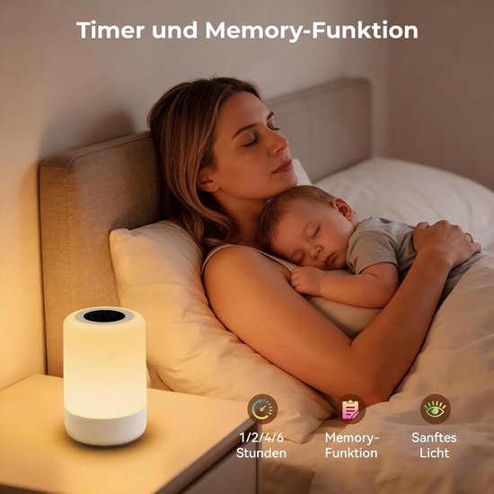 Set van 2 Oplaadbare Touch Nachtlampjes met 8 Kleuren en Dimfunctie — afbeelding 5