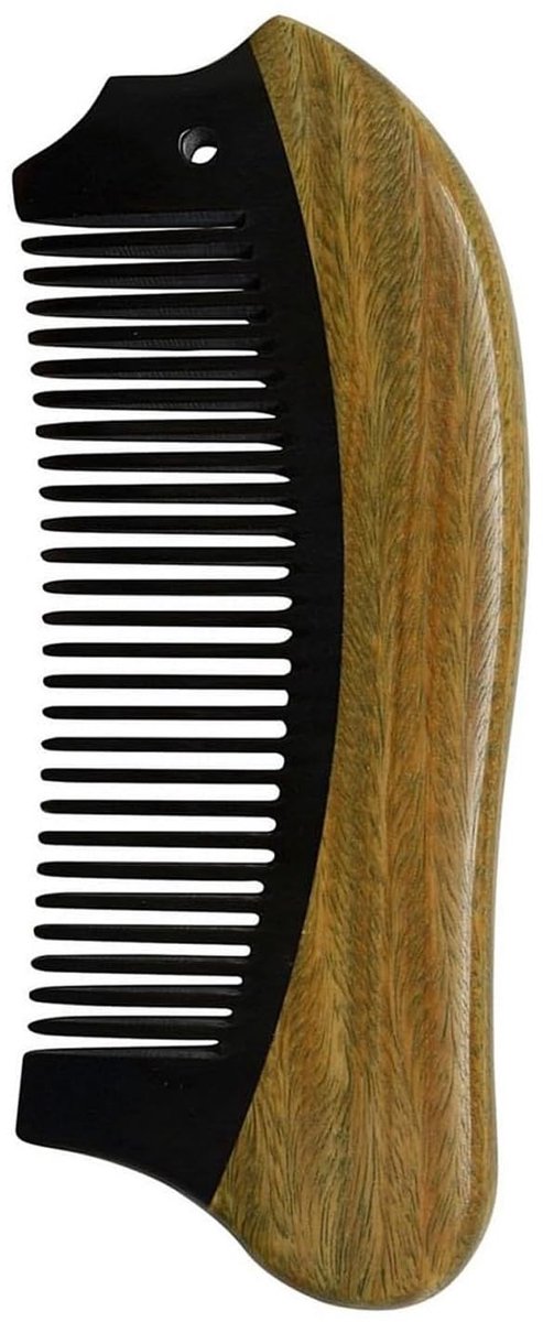Kammen voor haar - Handgemaakt van Buffelhoorn en Sandelhout - 12 cm x 4 cm