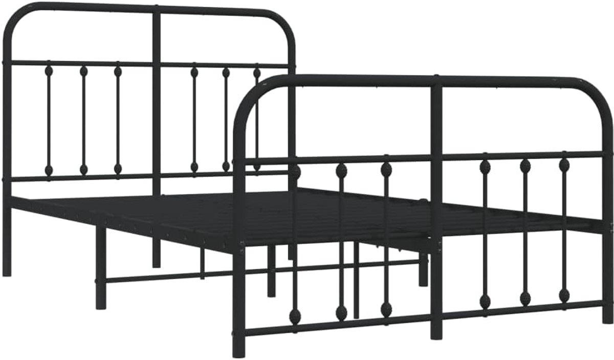 Klassiek Metalen Bedframe met Hoofd- en Voeteneinde 120x200 cm Zwart