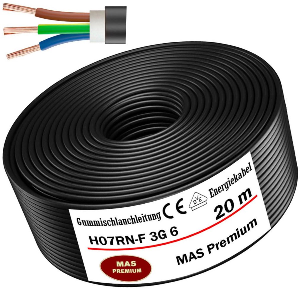 Flexibele Rubberen Energiekabel 3G6 mm² voor Zware Apparatuur en Bouwplaats