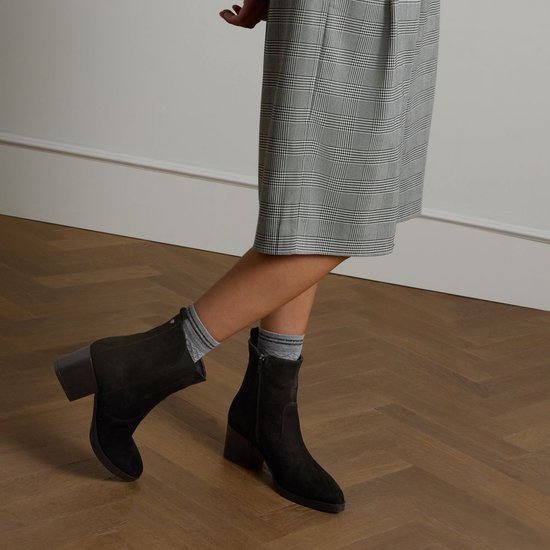 No Stress - Femme - Bottines à talon en daim noir - Taille 36