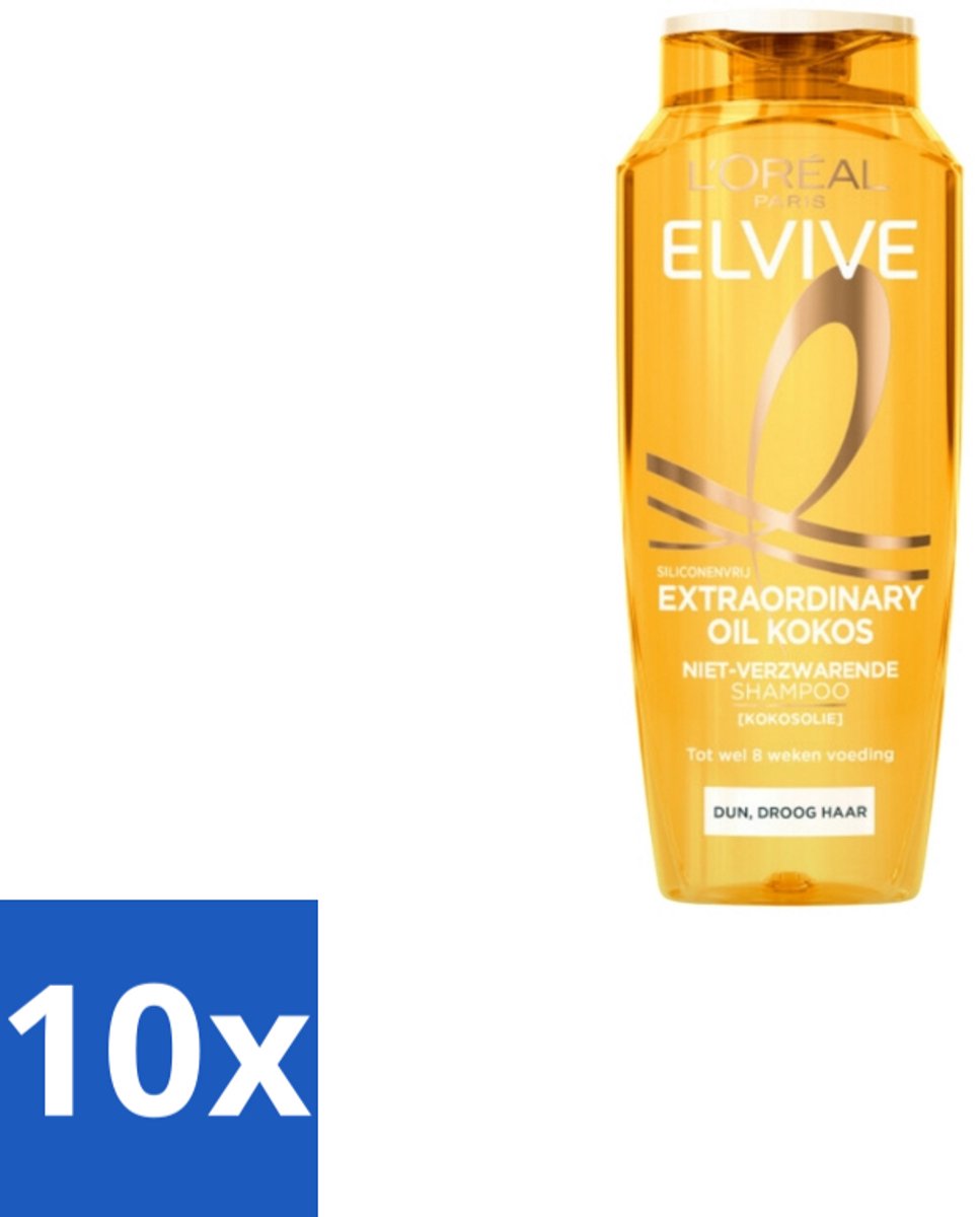 L'Oréal Elvive Extraordinary Oil Shampoo Kokos 250 ml - Bulkverpakking - 10 stuks