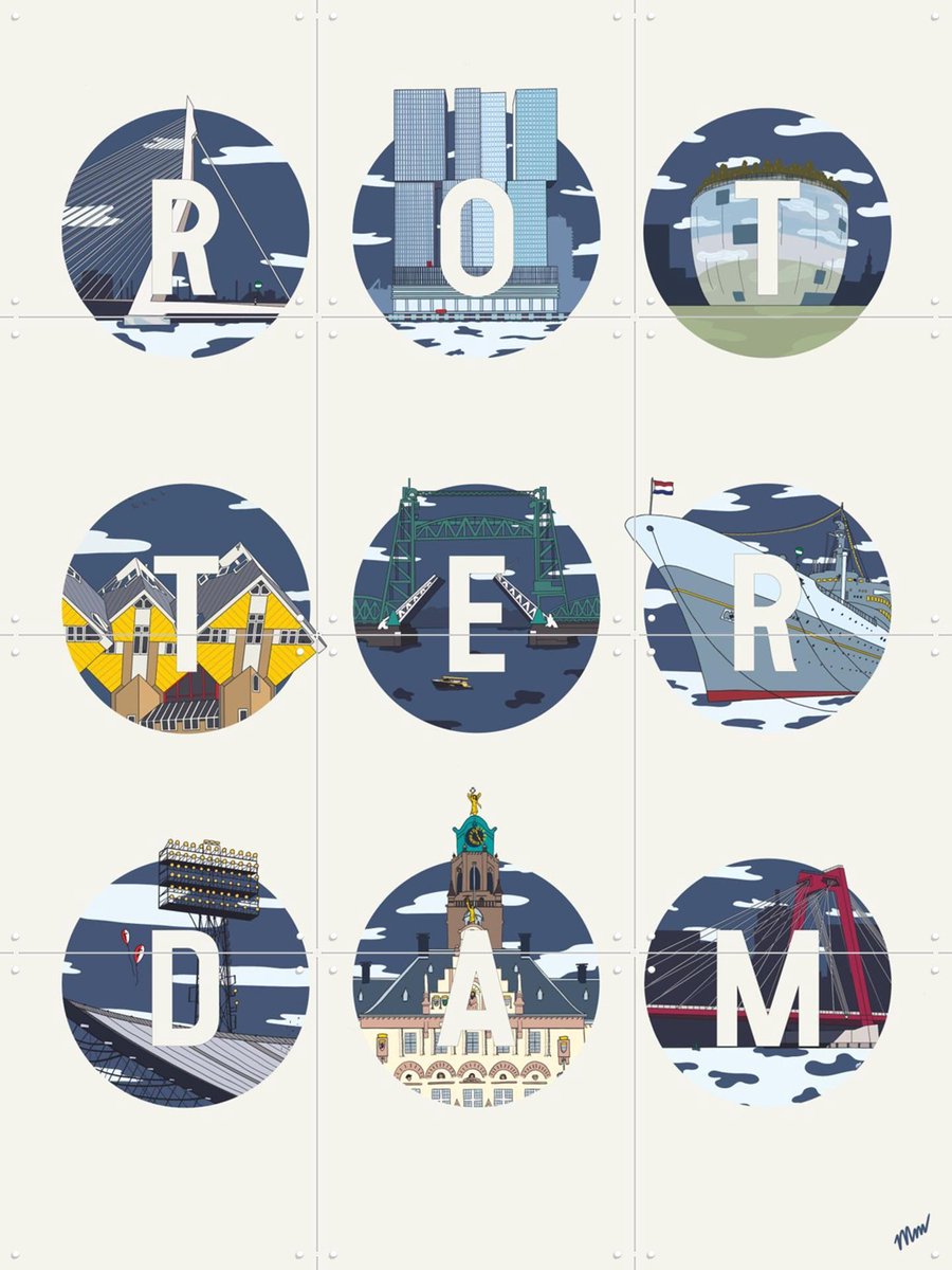 IXXI Rotterdam Icons, Art Studio Jet & Kunst in Kaart - 60 x 80 cm - Gratis ophangtool - Grote wanddecoratie en posters - Geometrische Kunst
