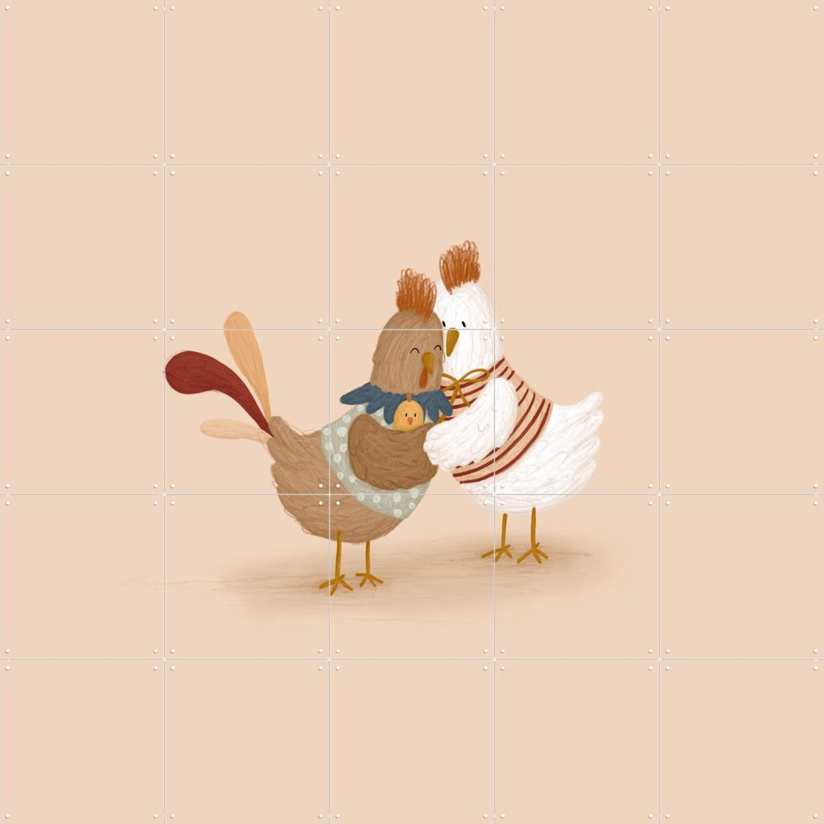 IXXI Happy Family, Studio Phie - 100 x 100 cm - Gratis ophangtool - Grote wanddecoratie en posters - Illustraties, Fantasierijk, Speels, Cartoonesk