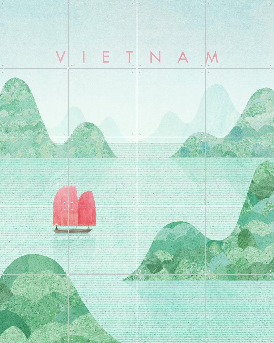 IXXI Vietnam, Henry Rivers - 80 x 100 cm - Gratis ophangtool - Grote wanddecoratie en posters - Kleurrijk, Illustraties, Digitale Kunst, Grafisch