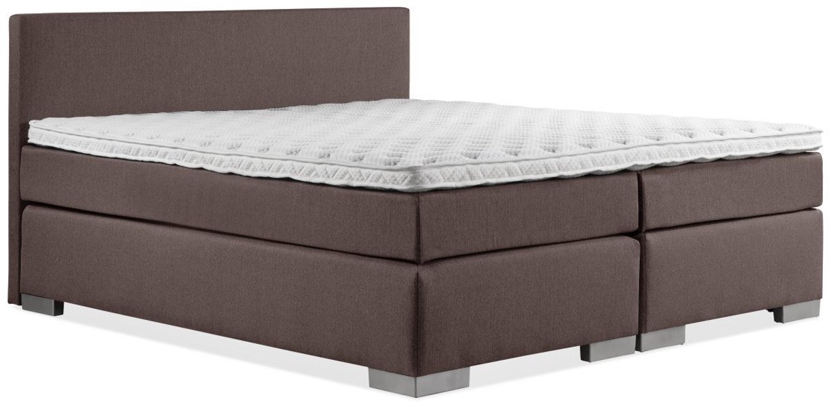 Boxspring Zen - 200x220 - Incl. Glad hoofdbord - Bruin