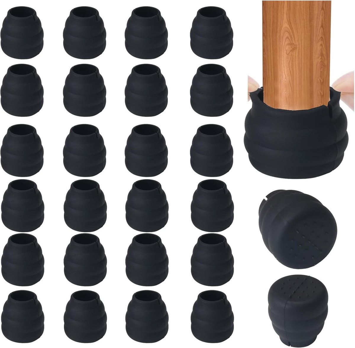 Set van 16 Ronde Siliconen Beschermdoppen voor Stoelpoten (14-19 mm)