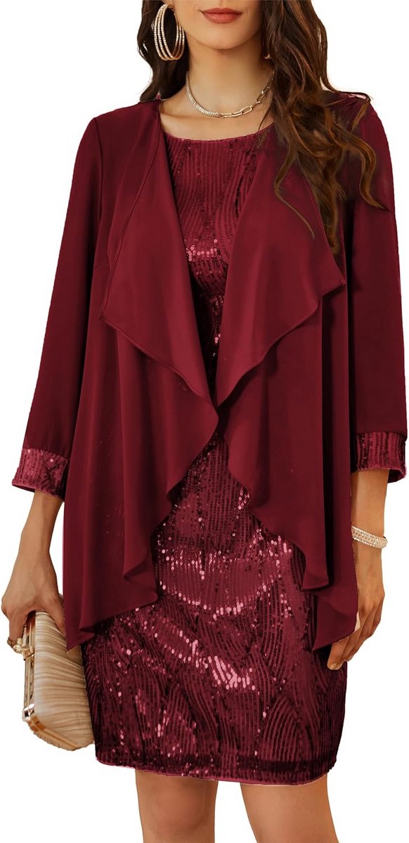 Elegante Avondjurk met Pailletten en Tule Vest voor Dames