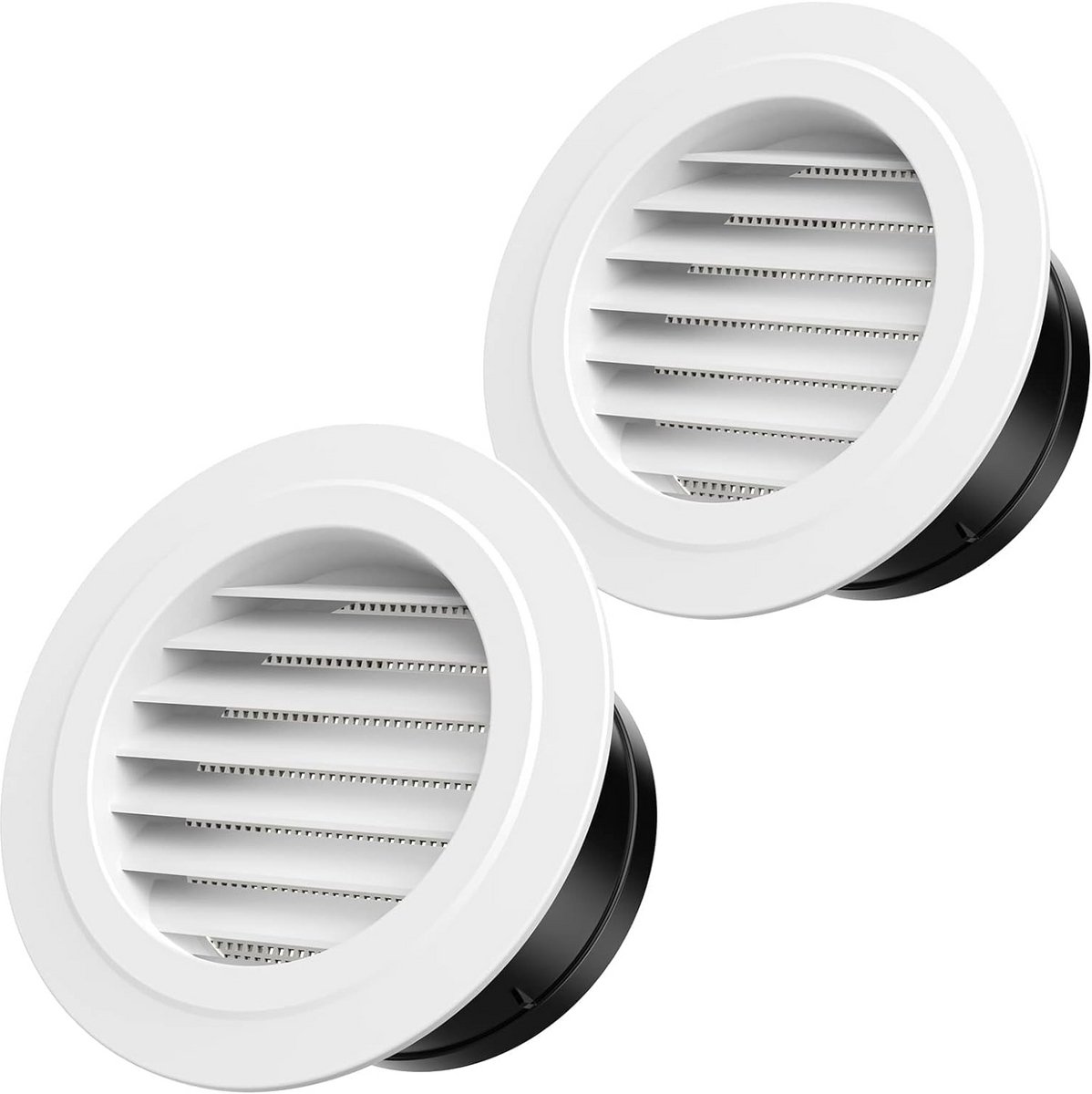 Ronde Ventilatie Rooster 100 mm - Afsluitbaar met Insectenrooster - Voor Badkamer, Keuken en Garage - 2 Stuks