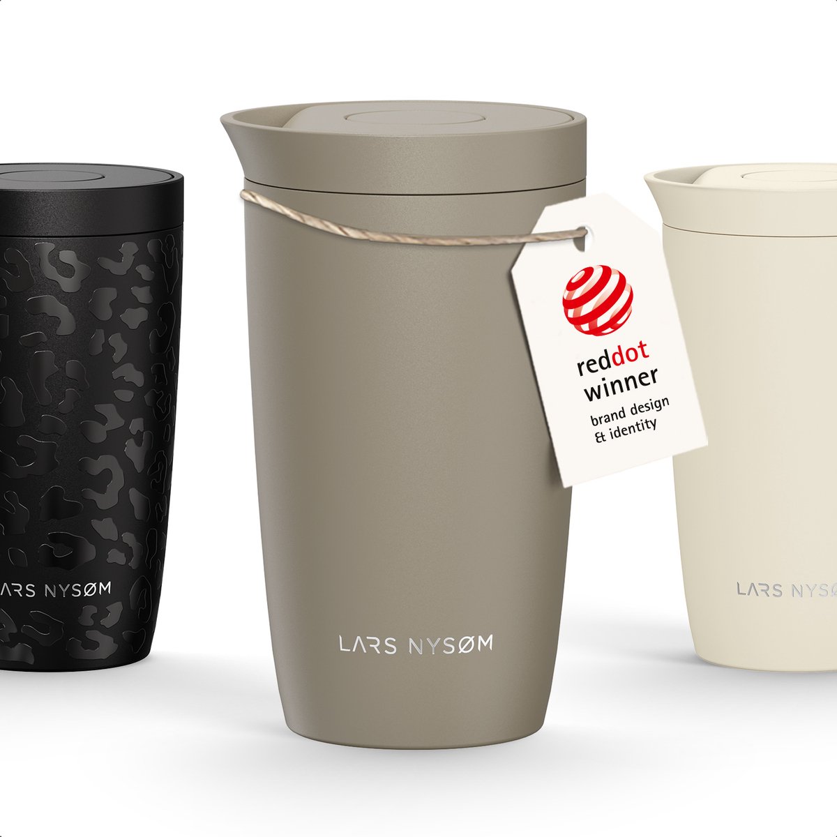 LARS NYSØM Vågen Thermos Koffiebeker To Go 350ml - Travel Mug met Isolatie - Quick-Press Deksel - Lekvrije RVS Thermobeker voor Koffie en Thee Onderweg (Taupe Brown)