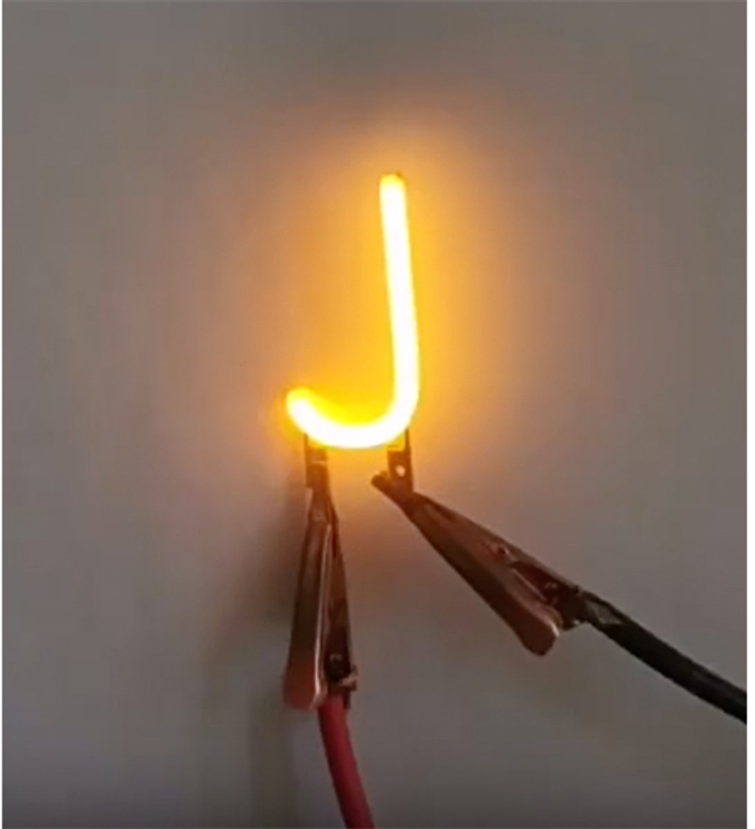 -J- COB LED 3V Filament Letter Geel 3 x 3 cm FPC 2200K 1W Warm-wit