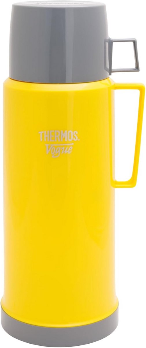 Thermosfles Geel 1 Liter met Glasbinnenfles en Gietdop