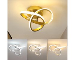 Modern Led Ceiling Light Fixture,3000K/4500K/6000K Gold Led Hallway Light Fixtures Ceiling Lamp for Hallway Bedroom Bathroom Kitchen Balcony Stair Aisle Ceiling Lamp Curved Design (Gold)