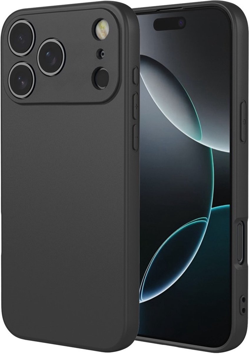 Hoesje geschikt voor Apple iPhone 17 Pro - Phonesta Soft Silk Silicone Back Cover - Zwart