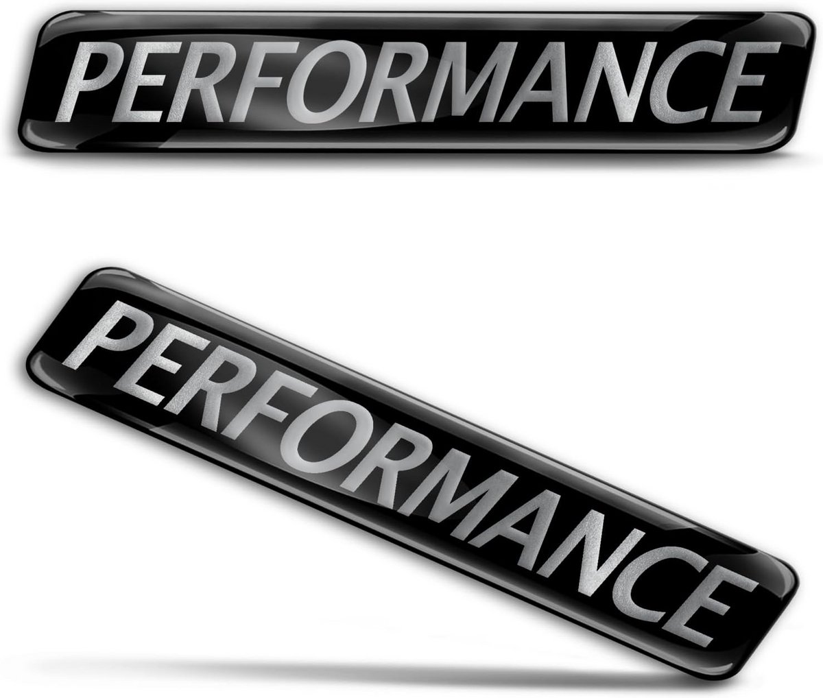 Set van 2x 3D Gel Siliconen Stickers Badge Zilver Zwart voor Auto Motorfiets en Fiets