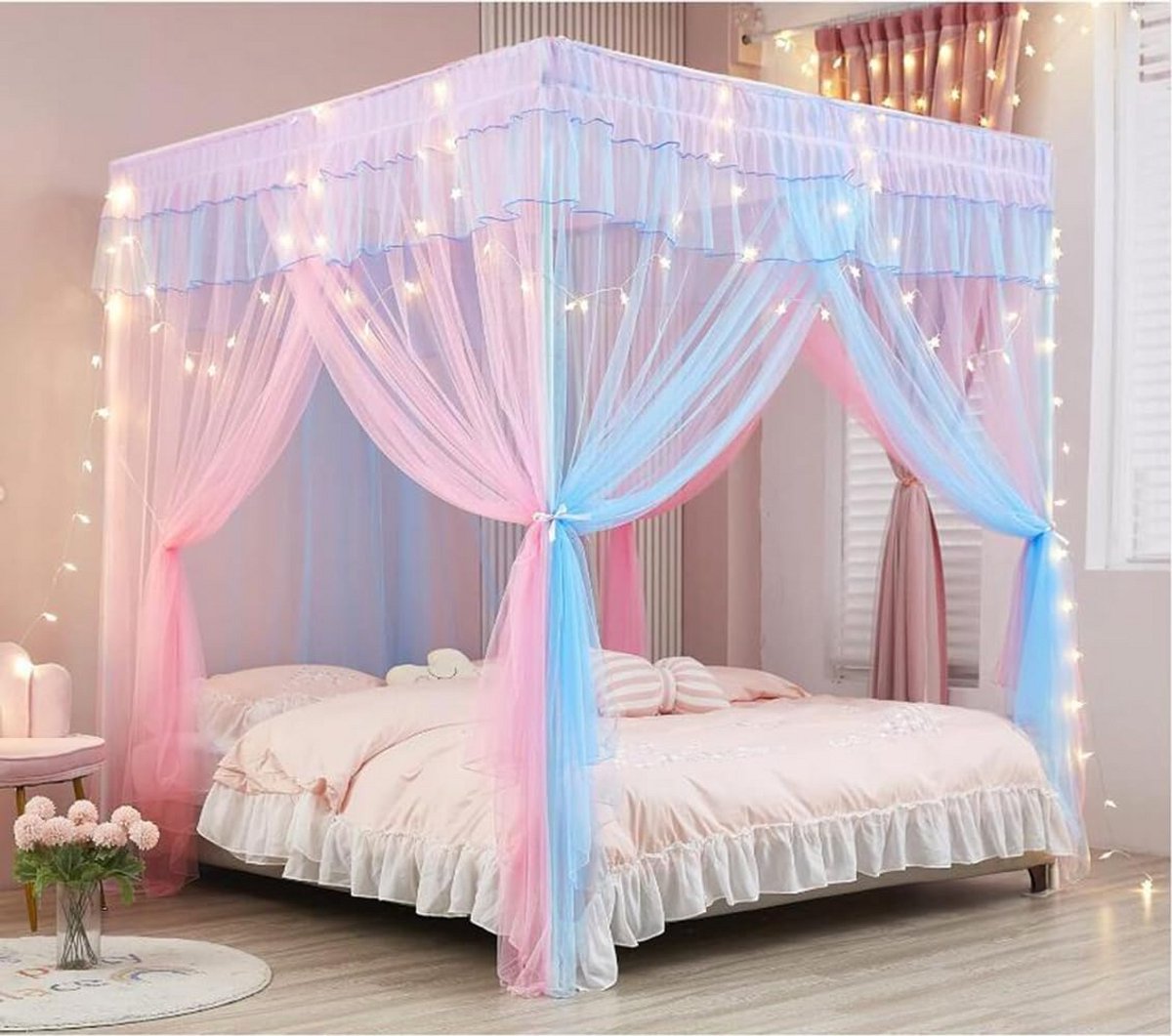 Prinsessen Hemelbed Gordijn met Frame - Slaapkamer Decoratie en Klamboe voor Meisjesbed