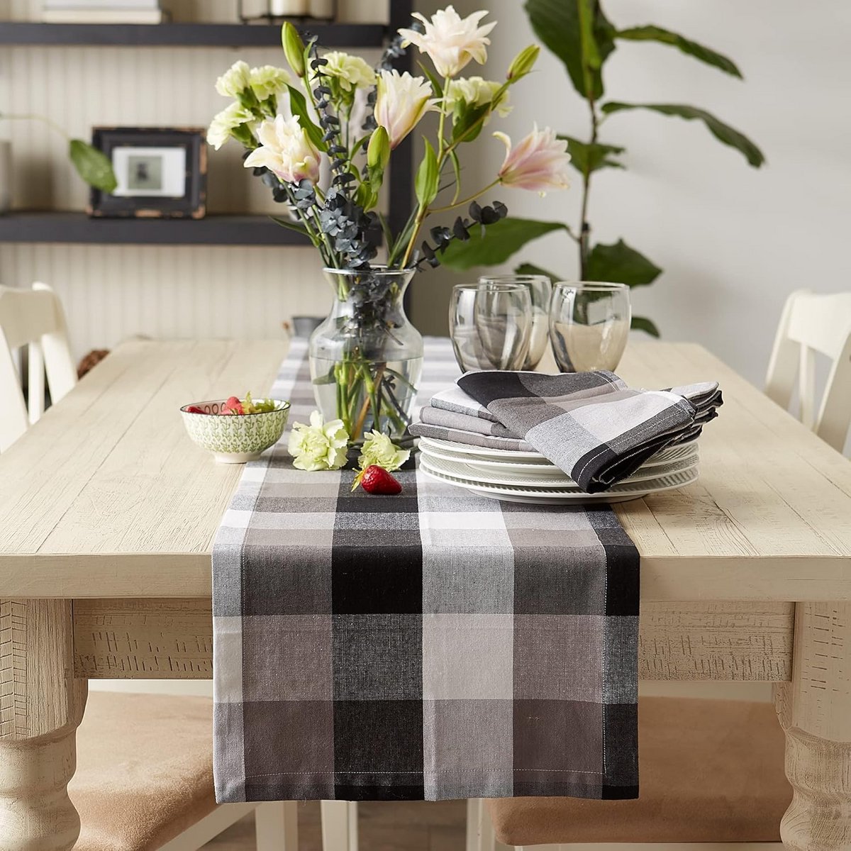 Tafelwarmer Zwart 100% Katoen - Tafelkleed Rechthoekig 35x275 cm