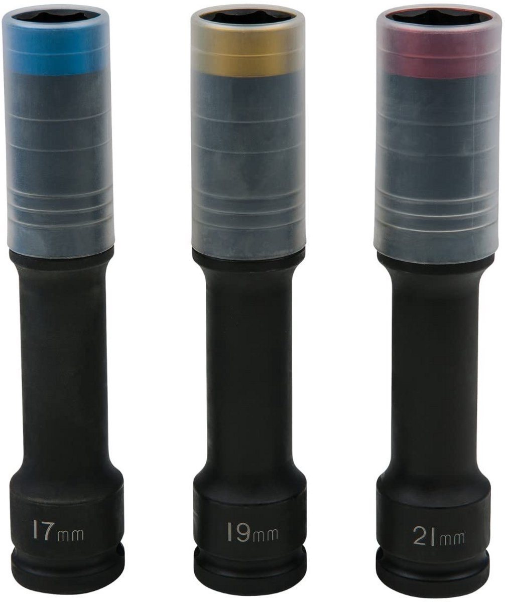 Extra Lange Krachtdopsleutelset 1/2 inch voor Alu Velgen - 3 Delig (17, 19, 21 mm)
