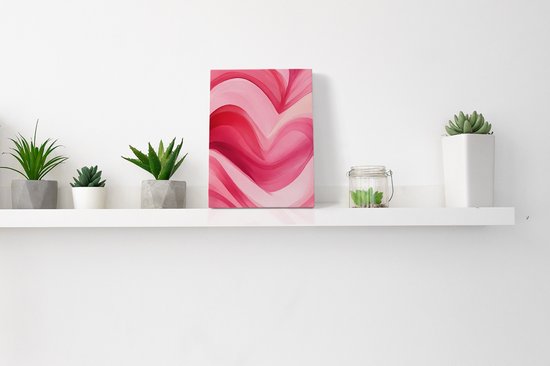 Artaza Canvas Schilderij Roze Golven - 30x40 cm - Wanddecoratie Hart - Muurdecoratie Abstract - Schilderijen Op Canvas - Roze