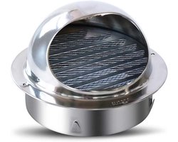Ronde Ventilatie Rooster 120mm Inox Met Insectenhor en Weerbescherming