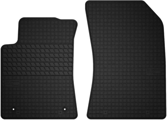Deux tapis de sol noirs avec un profil en forme de losange.