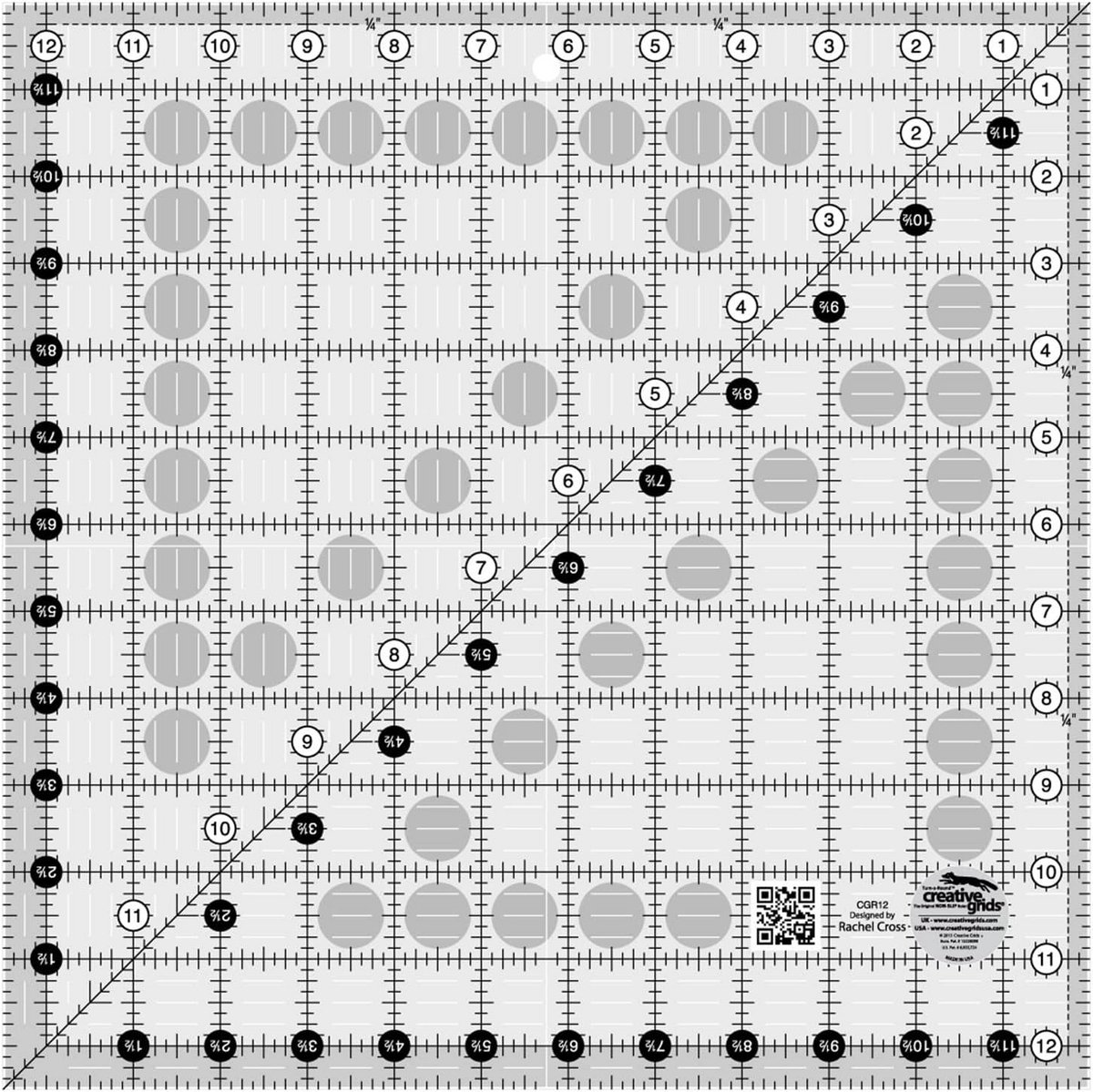 Grote Vierkante Quiltliniaal 32cm met 1 inch Raster voor Precisie Werk