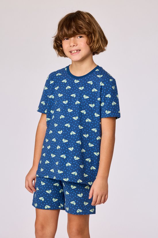Woody Jongens-Heren pyjama kameleon print blauw - maat XL