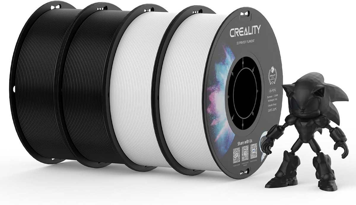 PETG Filament 1.75mm Zwart & Wit - 4KG Set voor FDM 3D Printers - Hoge Precisie en Taaiheid