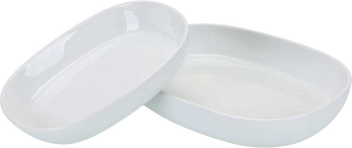 Set van 2 Ovenschalen Langwerpig Porselein Wit - Verschillende Maten - Ovenbestendig