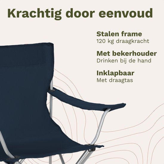 TRVLMORE Campingstoel - Opvouwbaar - 120KG Draagvermogen - Incl. Draagtas - Klapstoel - Visstoel - Kampeerstoel - Vouwstoel - Blauw van Merkloos — afbeelding 3