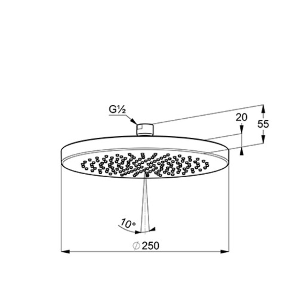 Kludi A-Qa - Hoofddouche, diameter 25 cm, mat zwart 6651139-00