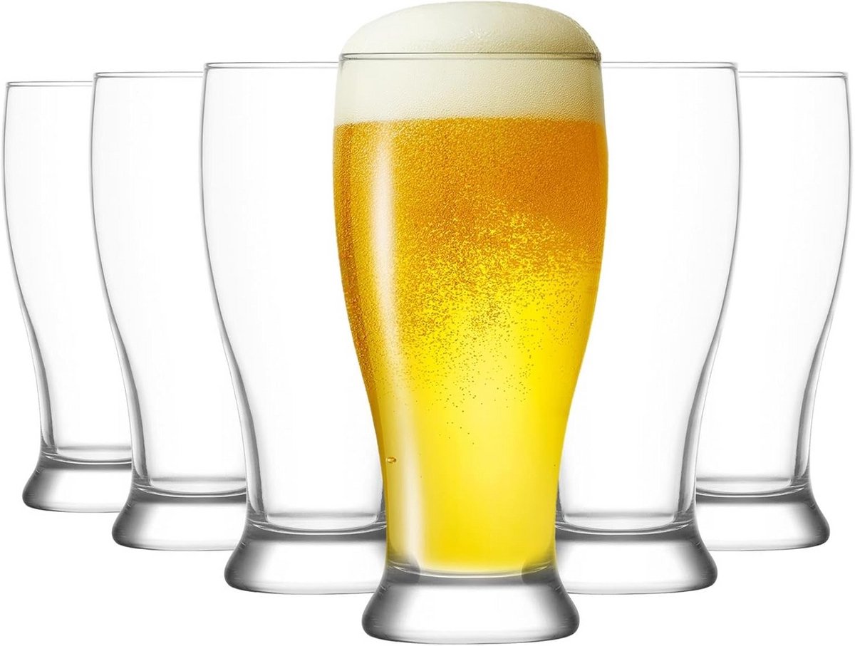 6x Set Bierpul Glazen 565 cc - Stevig Drinkglas voor Bier