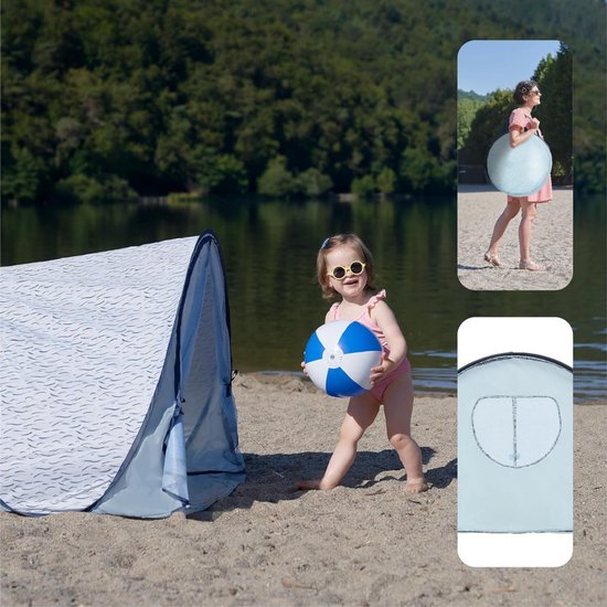 Zyrex® Strandtent uv Bescherming - Strandschel - Zonbescherming - Lichtblauw - 98cm x 90cm x 85cm van Merkloos — afbeelding 4