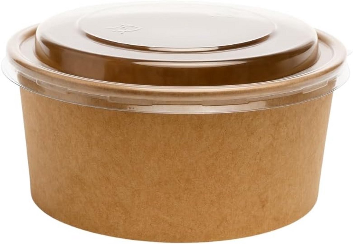 1000 ml Biologisch Afbreekbare Saladekommen met Deksel - 100 Stuks