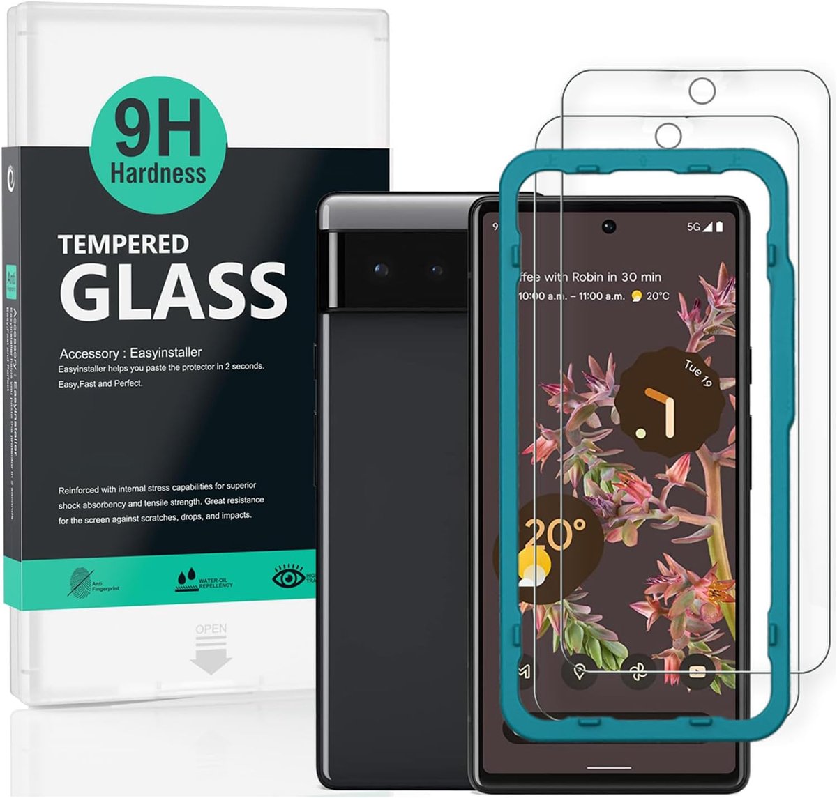 2x Screenprotector voor Google Pixel 6 met Montageframe - Volledige Dekking
