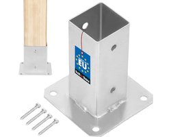 KOTARBAU® Paalvoet, Paalhouder, voor Schroefbevestiging, Staal, 60 x 60 mm, Zilver, Paalsteun, Gegalvaniseerde Paalhouder, voor Tuin en Bouwprojecten