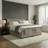 Mörgenn Elektrische Boxspring LUXA - Luxe Splittopper - Pocketvering - Taupe - 200x200 cm - Inclusief Montage + Dekbed en Kussens